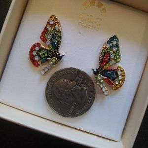 New Rhinestone gilttery butterfly earrings